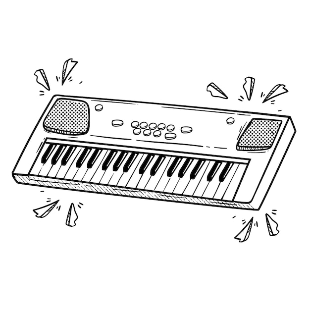 Gratis vector hand getrokken pianotekening illustratie