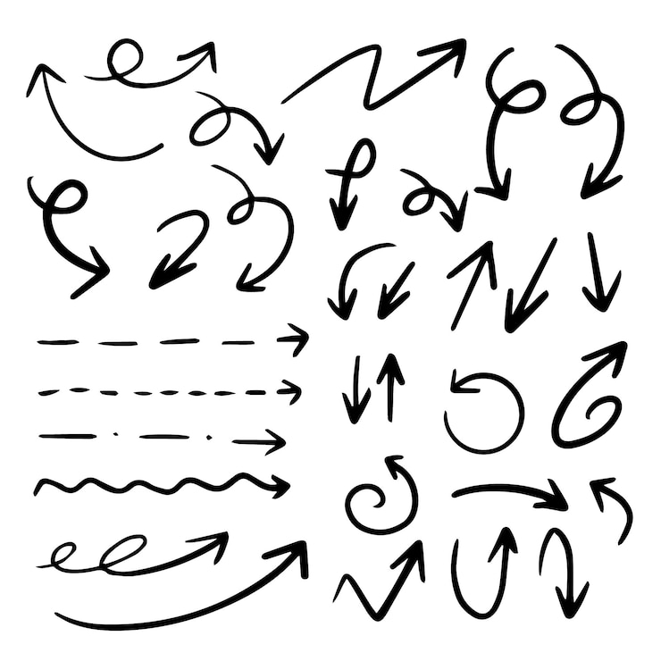 Gratis Vector hand getrokken pijlcollectie