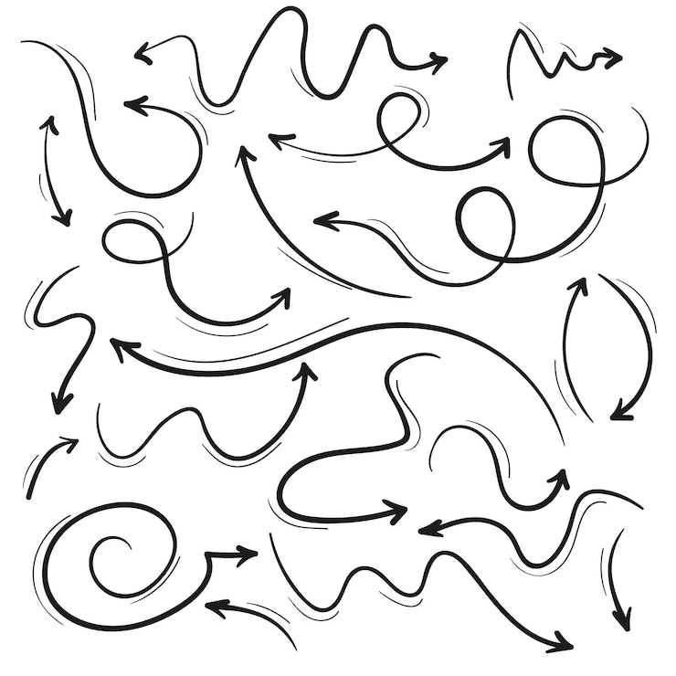Gratis Vector hand getrokken pijlcollectie
