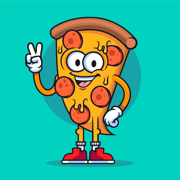 Hand getrokken pizza cartoon afbeelding