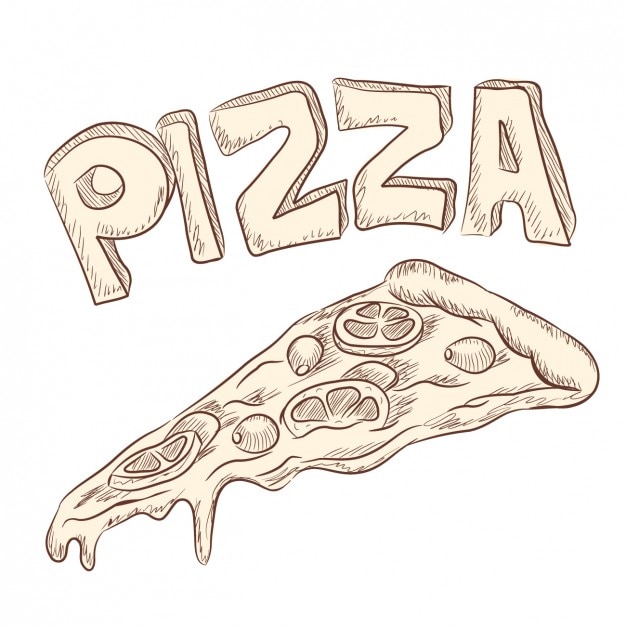 Gratis vector hand getrokken pizza illustratie