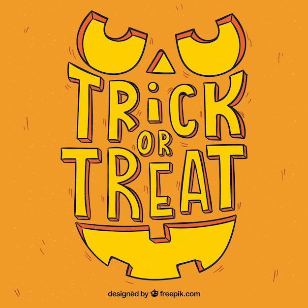 Gratis vector hand getrokken pompoen truc of treat achtergrond