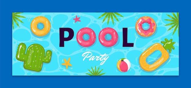 Gratis vector hand getrokken poolfeest sjabloon