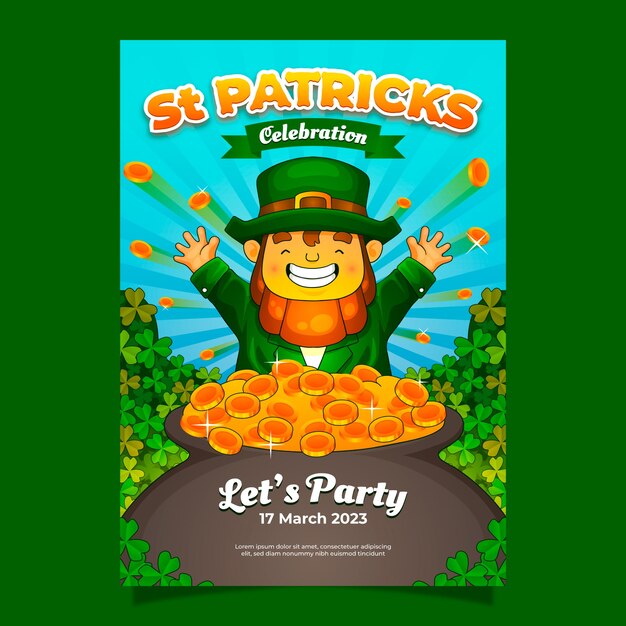 Hand getrokken poster sjabloon voor de viering van st patrick's day