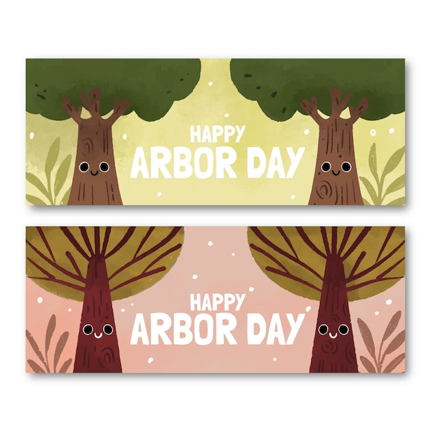 Gratis vector hand getrokken prieel dag horizontale banners set