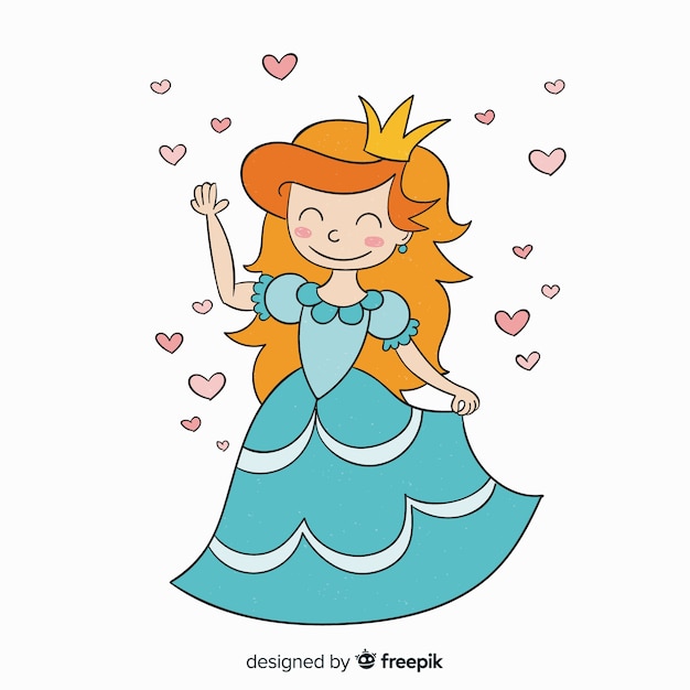 Gratis vector hand getrokken prinses achtergrond