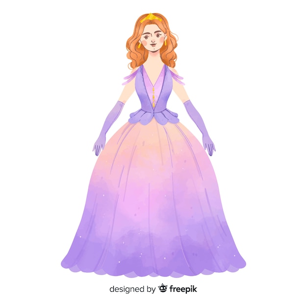 Gratis vector hand getrokken prinsesillustratie