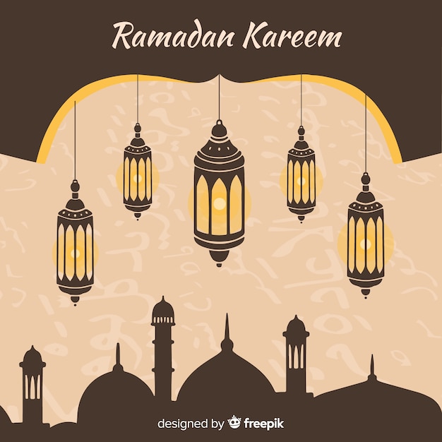 Gratis vector hand getrokken ramadan achtergrond