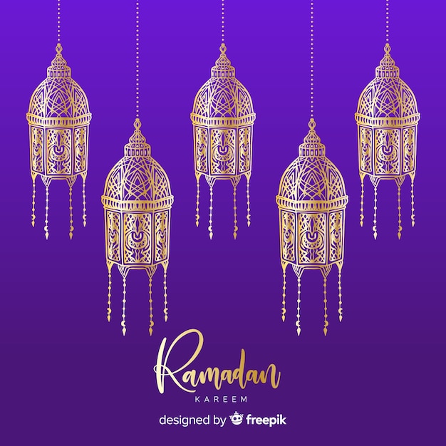 Gratis vector hand getrokken ramadan achtergrond