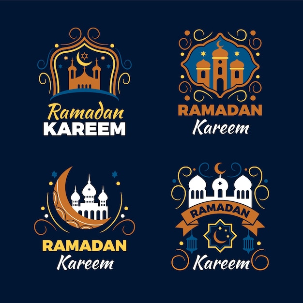 Gratis vector hand getrokken ramadan badge-collectie