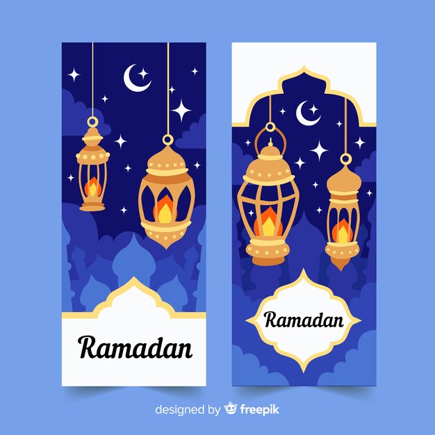 Hand getrokken ramadan banners