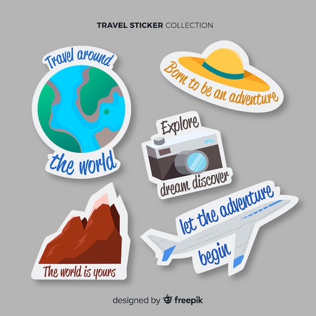 Hand getrokken reizen sticker set