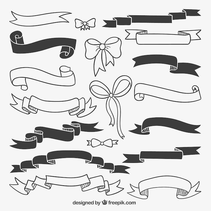 Gratis Vector hand getrokken retro linten