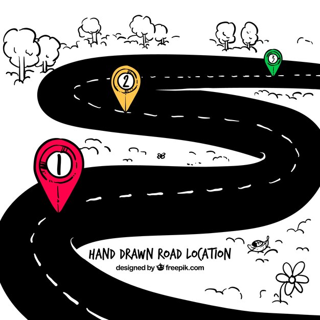 Hand getrokken road locatie
