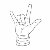 Gratis vector hand getrokken rock-'n-roll hand illustratie