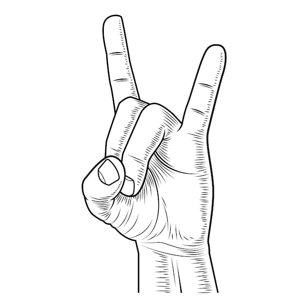 Hand getrokken rock-'n-roll hand illustratie