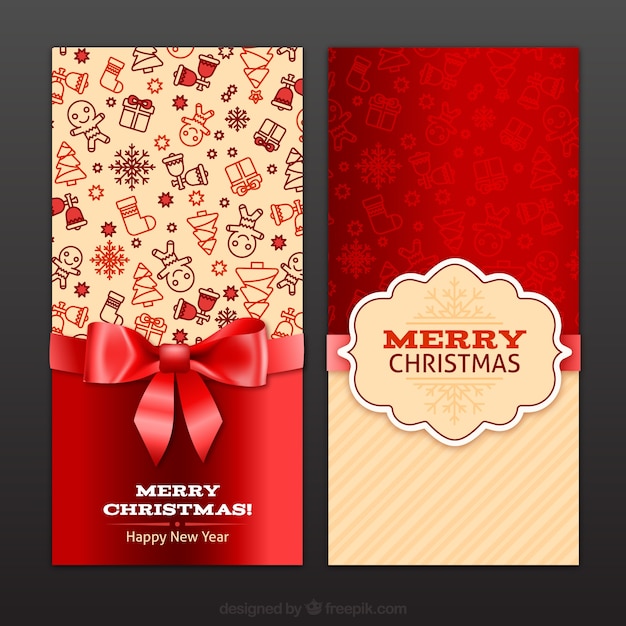 Hand getrokken rode kerst banners