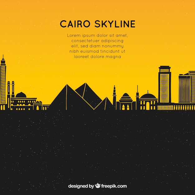 Hand getrokken samenstelling met de horizon van kaïro