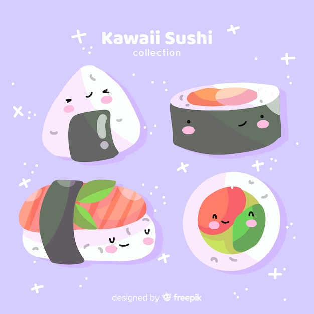 Hand getrokken schattige sushi-collectie