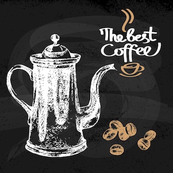Hand getrokken schets vintage koffie achtergrond. vector illustratie. menu-ontwerp voor café en restaurant