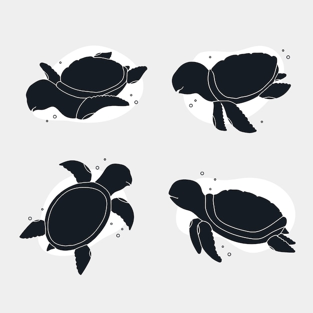 Gratis vector hand getrokken schildpad silhouet