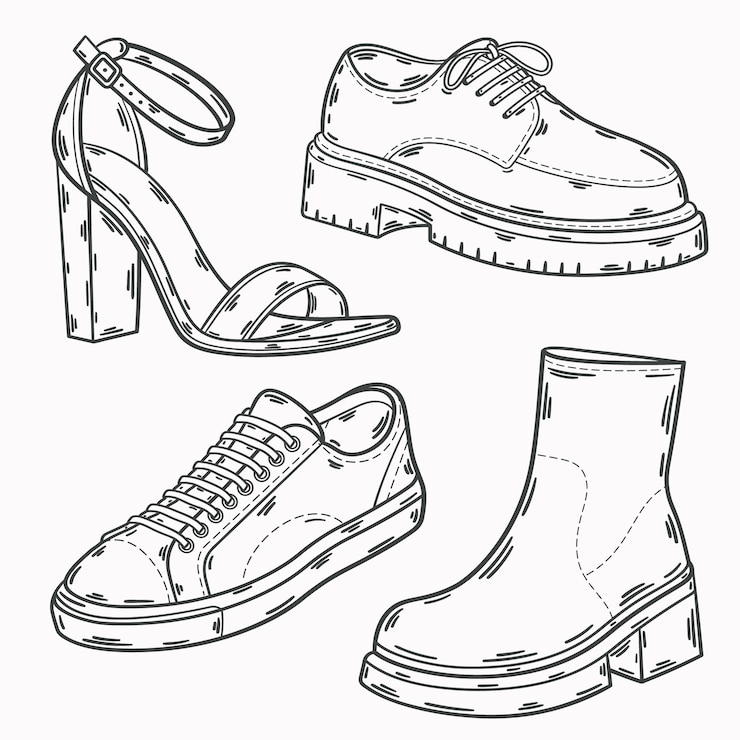 Gratis Vector hand getrokken schoen overzicht illustratie