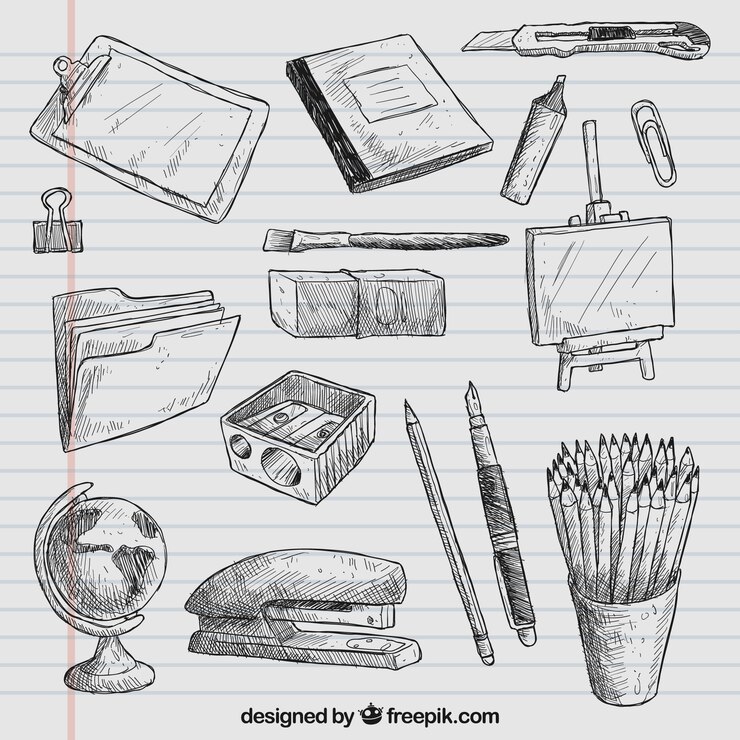 Gratis Vector hand getrokken scholen elementen