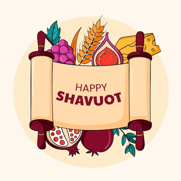 Gratis vector hand getrokken shavuot illustratie