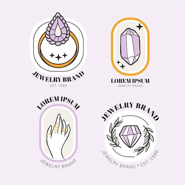 Gratis vector hand getrokken sieraden logo-collectie