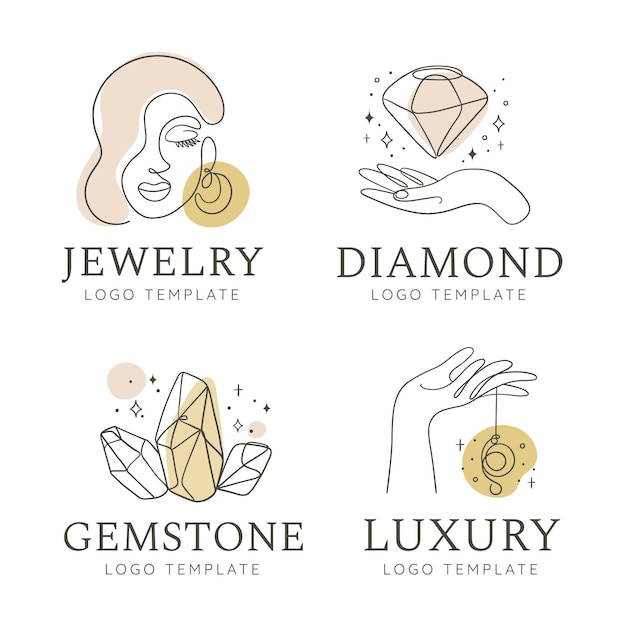 Hand getrokken sieraden logo set