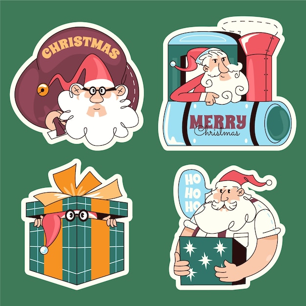 Gratis vector hand getrokken sinterklaas stickers collectie