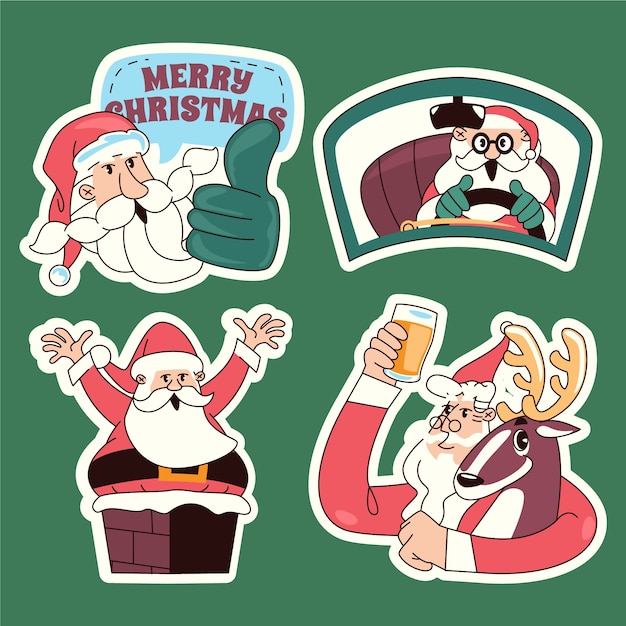 Gratis vector hand getrokken sinterklaas stickers collectie