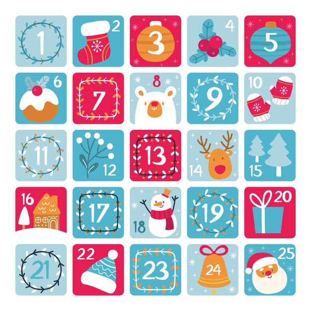 Hand getrokken sjabloon adventkalender