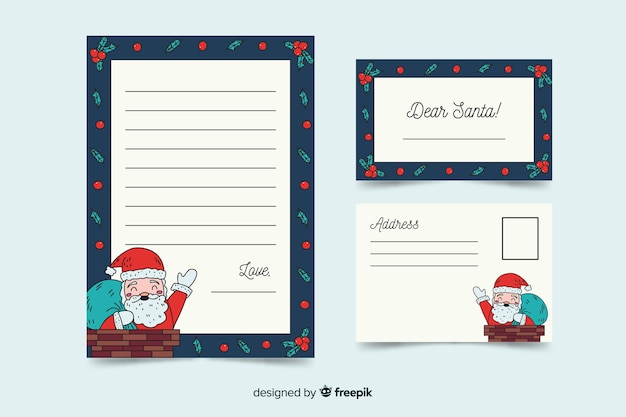 Hand getrokken sjabloon voor kerst briefpapier