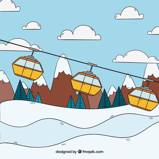 Gratis vector hand getrokken skistation