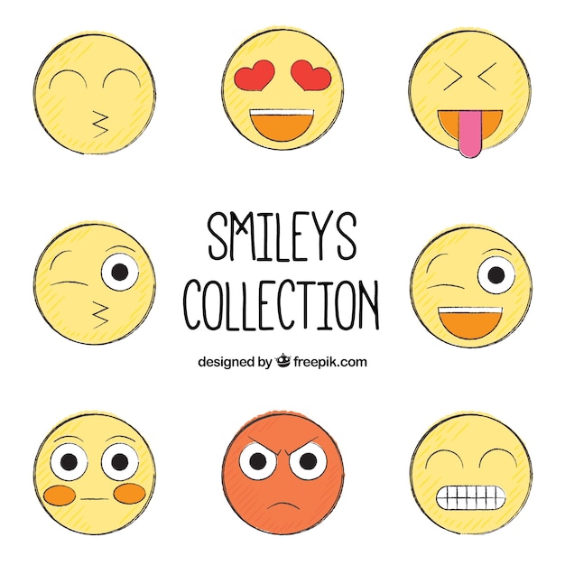 Gratis vector hand getrokken smileys te pakken