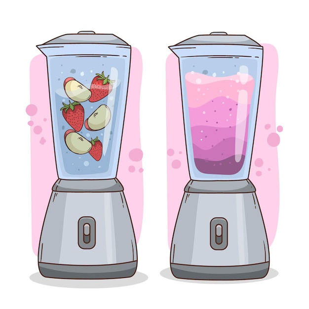 Gratis vector hand getrokken smoothies in de illustratie van het blenderglas