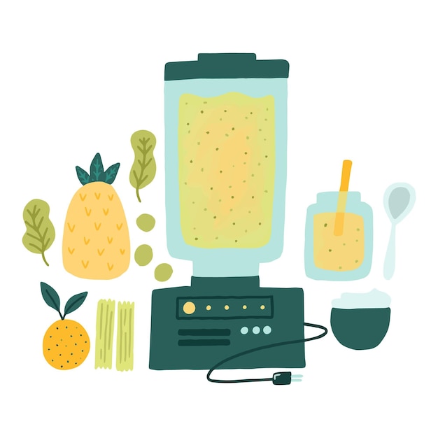 Gratis vector hand getrokken smoothies in de illustratie van het blenderglas