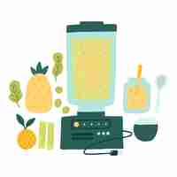 Gratis vector hand getrokken smoothies in de illustratie van het blenderglas