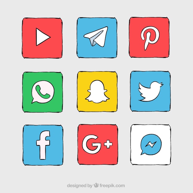 Gratis vector hand getrokken social network collectie