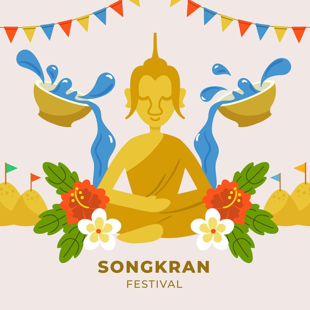 Hand getrokken songkran illustratie