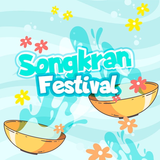 Hand getrokken songkran illustratie