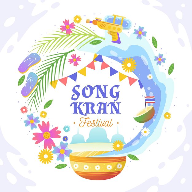Hand getrokken songkran illustratie