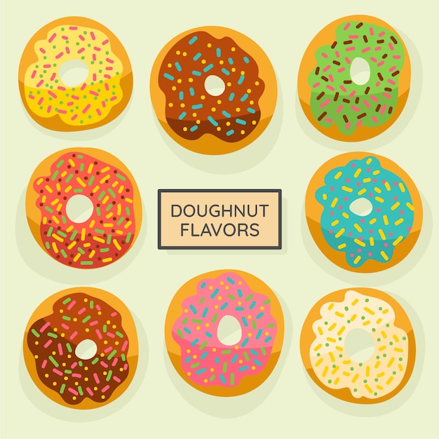 Gratis vector hand getrokken soorten donuts