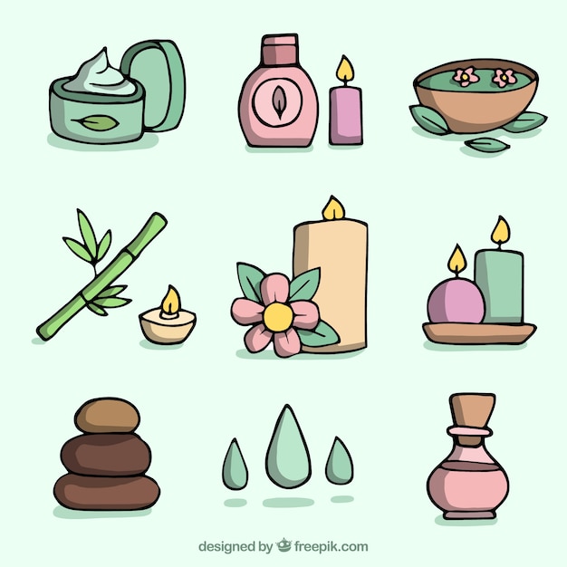 Gratis vector hand getrokken spa-elementen