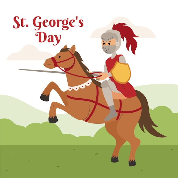 Hand getrokken st. george's day illustratie met ridder