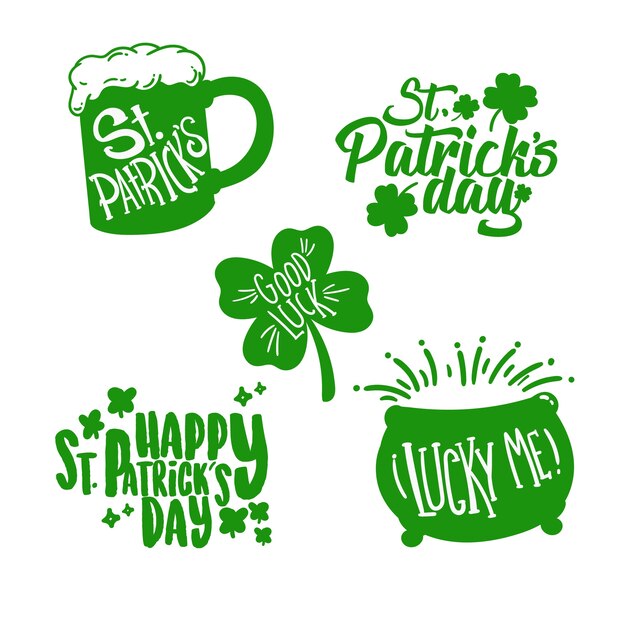 Hand getrokken st. patrick's day badge-collectie