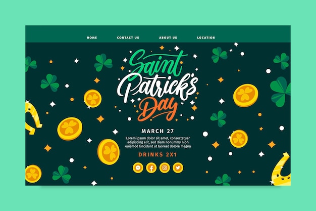 Gratis vector hand getrokken st. patrick's day bestemmingspagina