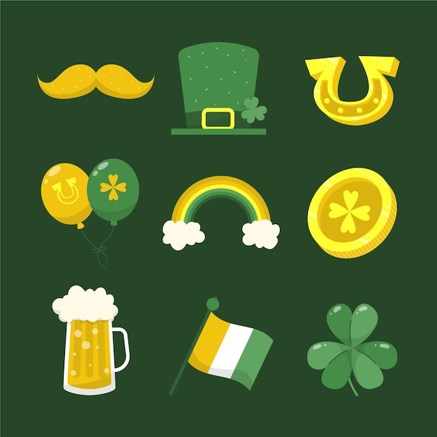 Gratis vector hand getrokken st. patrick's day elementen collectie