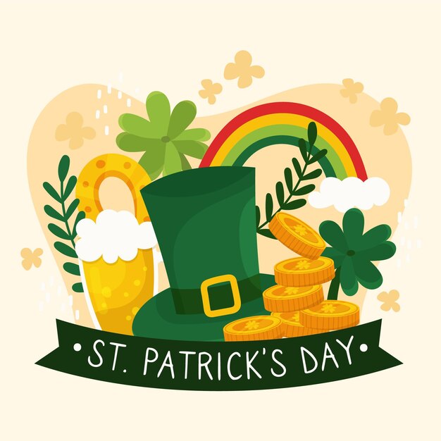 Hand getrokken st. patrick's day-elementen